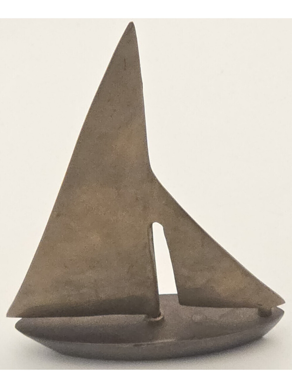 Vintage 1980s Enesco Brass Sailboat Sculpture Taiwan Nautical Decor 7.5"